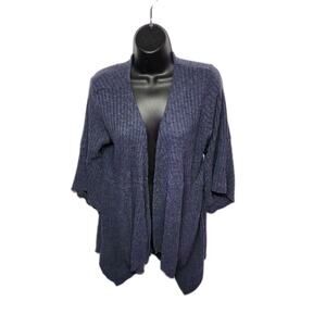 Relativity Women's XL Bell Sleeve Cardigan Blue Soft Knit Flowing Long Ribbed